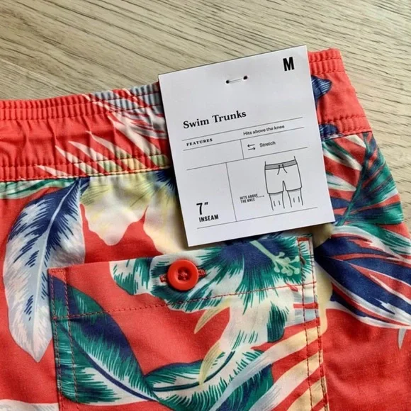 NWT | Goodfellow & Co. | Tropical Floral Swim Shorts | Men Swim Trunks | Medium - Picture 4 of 9
